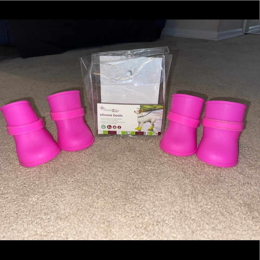 Neon Pink Silicone Boots for Dogs